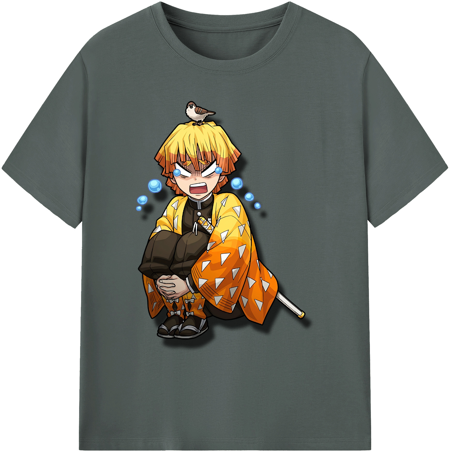 （画像用） 鬼滅の刃（きめつのやいば）我妻 善逸／あがつま ぜんいつ Agatsuma Zenitsu 綿100％ メンズ半袖Tシャツ｜肌触りやわらか＆通気性